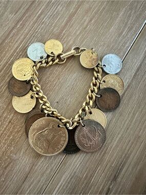 Vintage Foreign Coin Bracelet 1950s